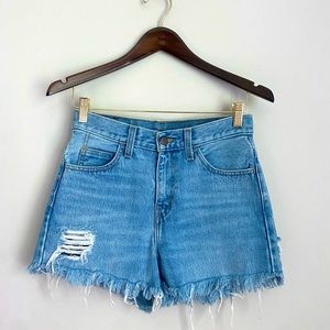 Levi’s high waisted destroyed denim shorts